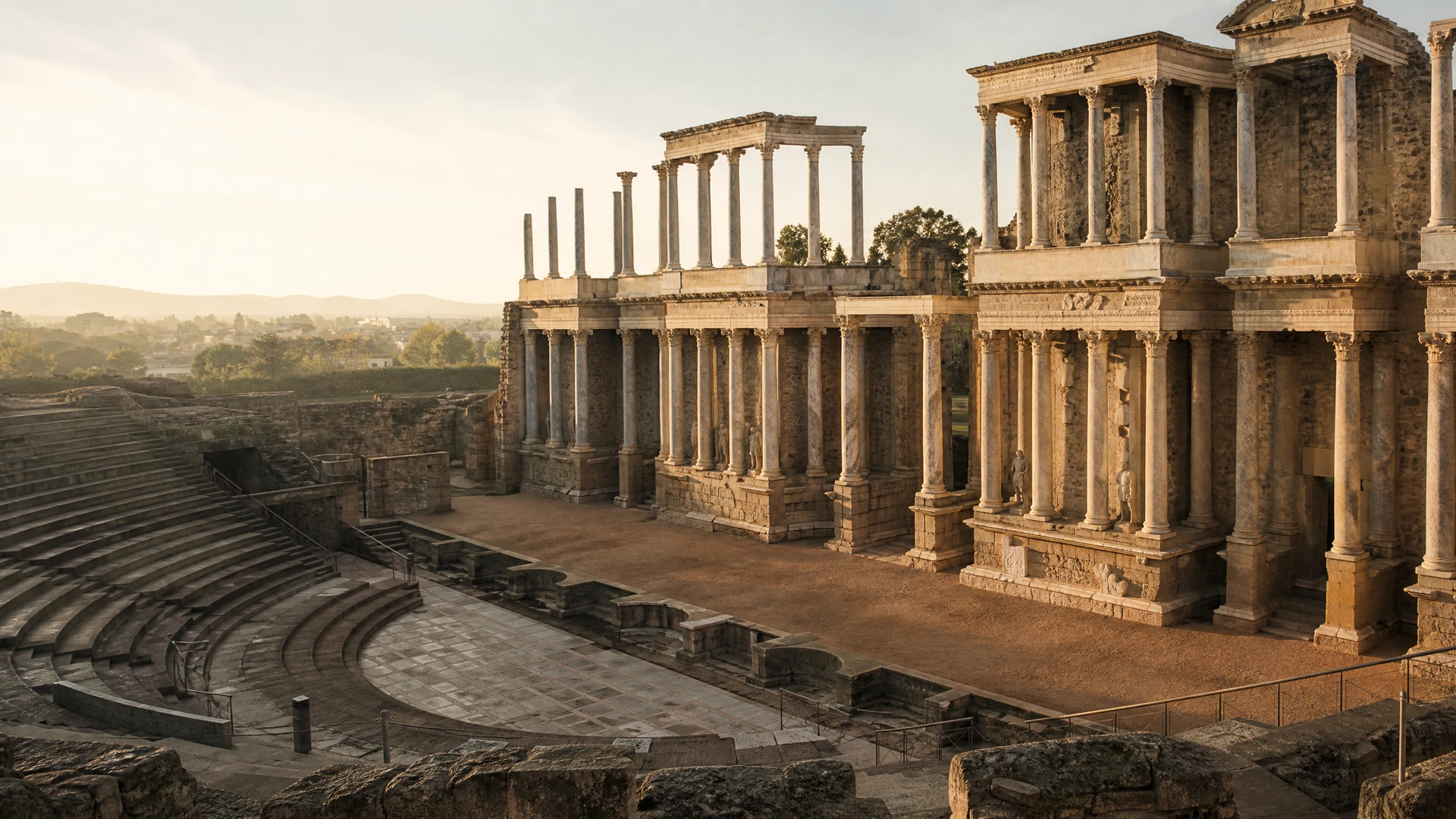 Teatro romano de Mérida al amanecer